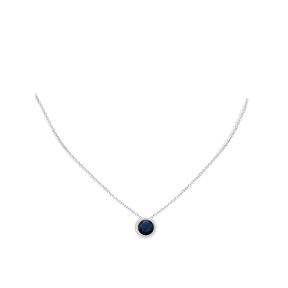9mm A Bezel-Set Round Blue Sapphire Solitaire Pendant in P950 Platinum pen