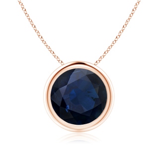 9mm A Bezel-Set Round Blue Sapphire Solitaire Pendant in Rose Gold