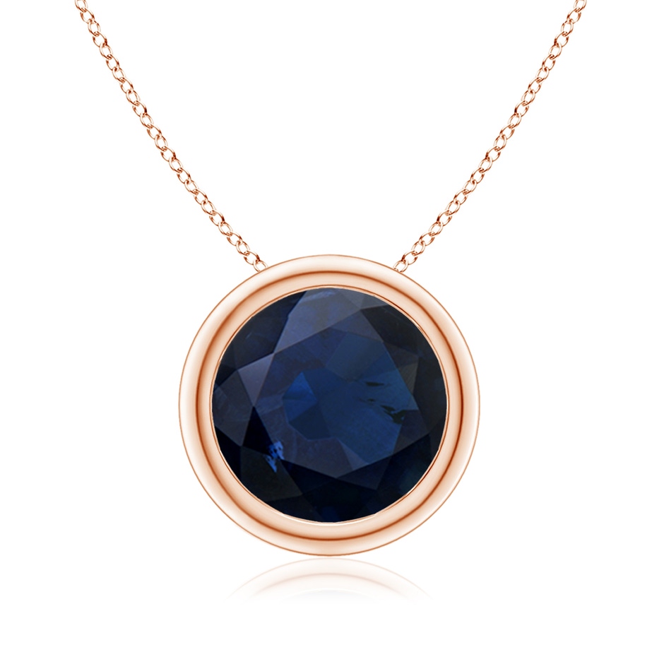 9mm A Bezel-Set Round Blue Sapphire Solitaire Pendant in Rose Gold 