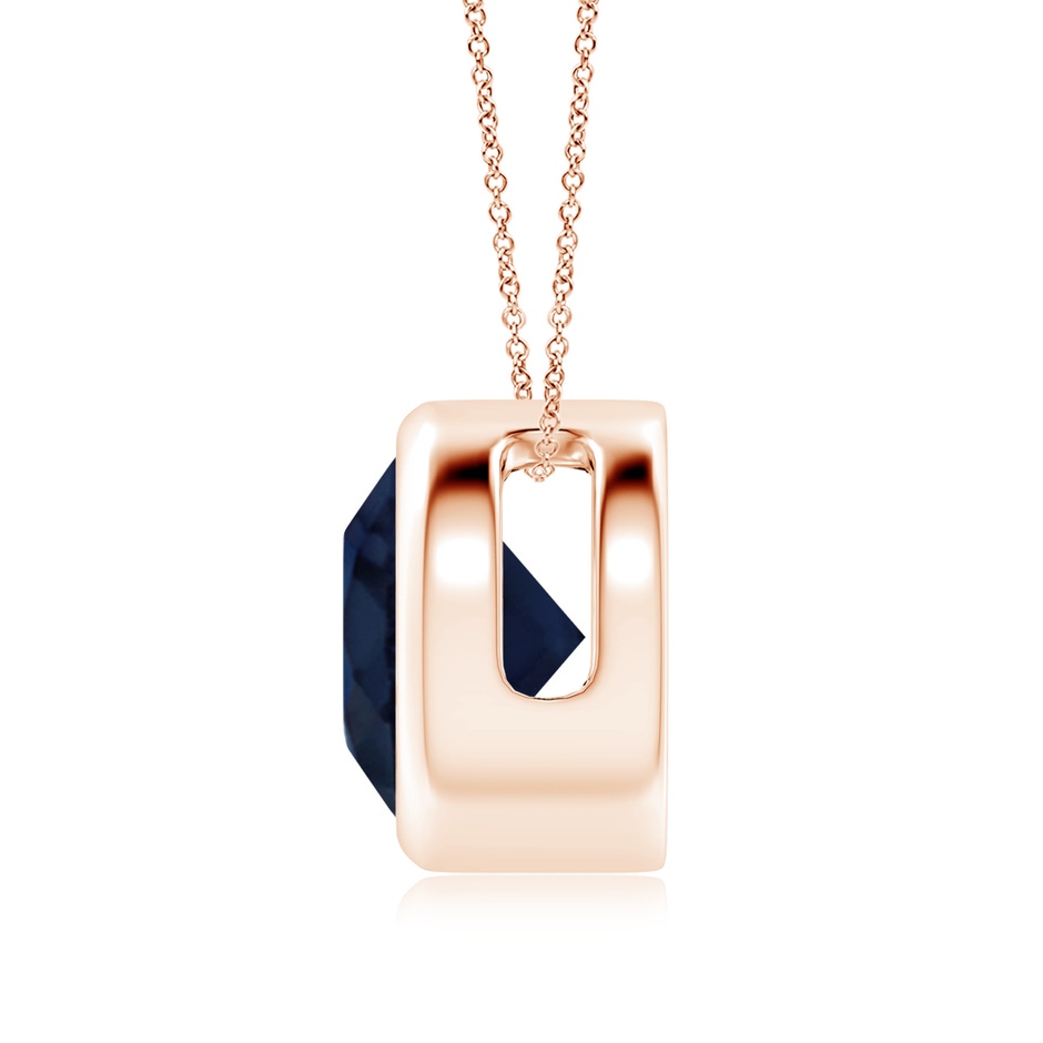 9mm A Bezel-Set Round Blue Sapphire Solitaire Pendant in Rose Gold side 199