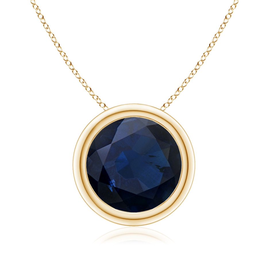 9mm A Bezel-Set Round Blue Sapphire Solitaire Pendant in Yellow Gold 