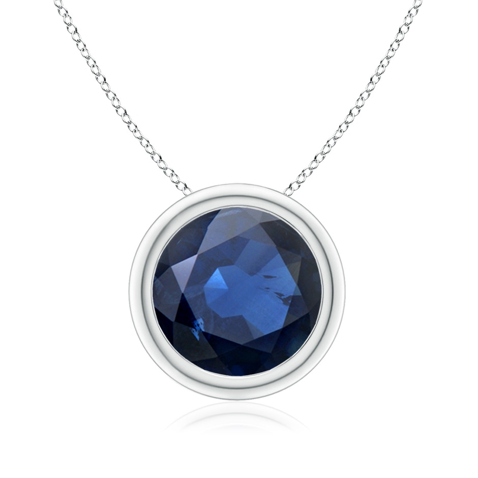 9mm AA Bezel-Set Round Blue Sapphire Solitaire Pendant in P950 Platinum 