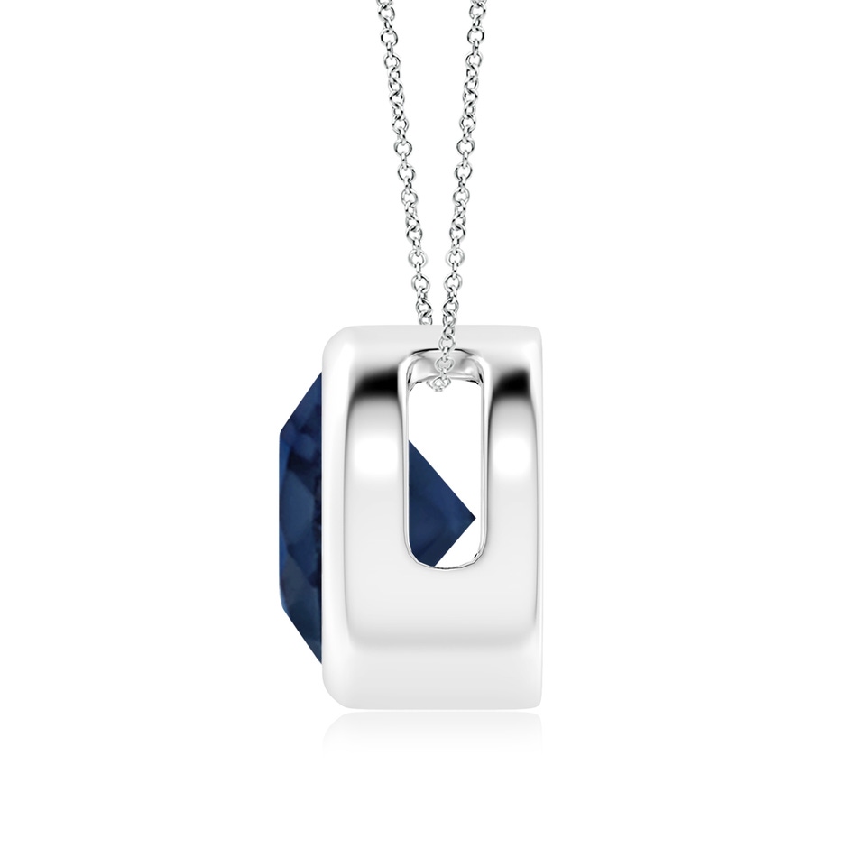 9mm AA Bezel-Set Round Blue Sapphire Solitaire Pendant in P950 Platinum side 199