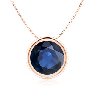 9mm AA Bezel-Set Round Blue Sapphire Solitaire Pendant in Rose Gold