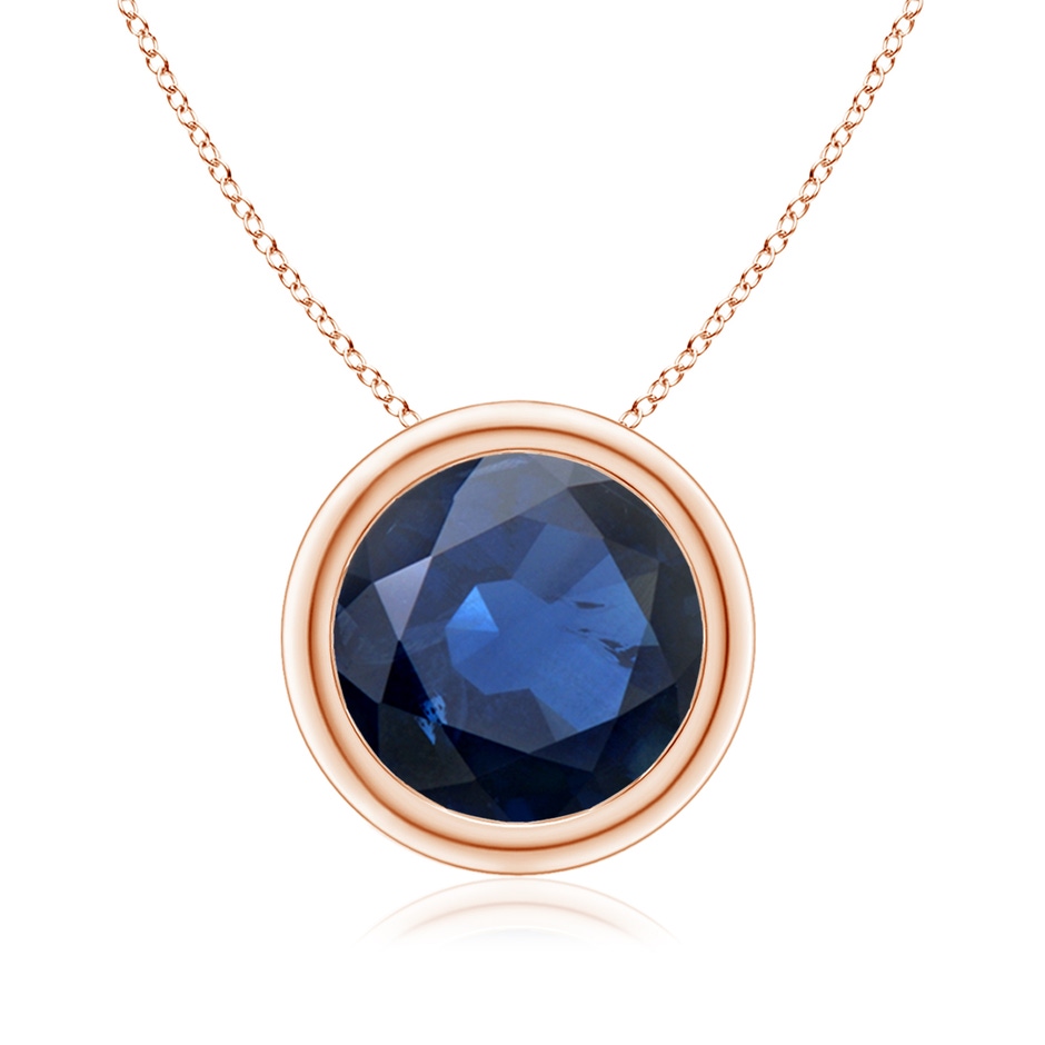 9mm AA Bezel-Set Round Blue Sapphire Solitaire Pendant in Rose Gold 
