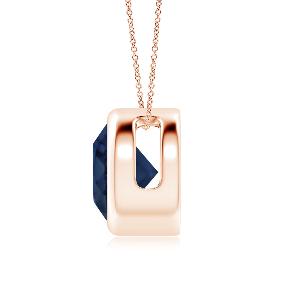 9mm AA Bezel-Set Round Blue Sapphire Solitaire Pendant in Rose Gold side 199