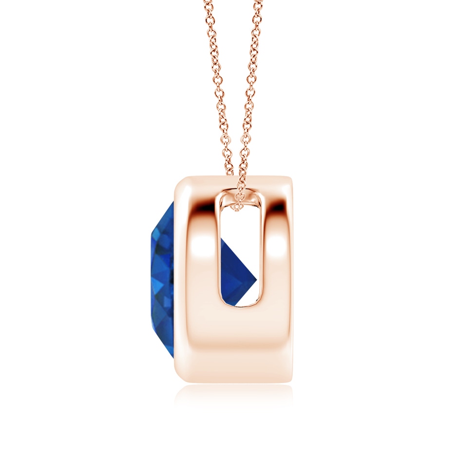 9mm AAA Bezel-Set Round Blue Sapphire Solitaire Pendant in 9K Rose Gold side 199