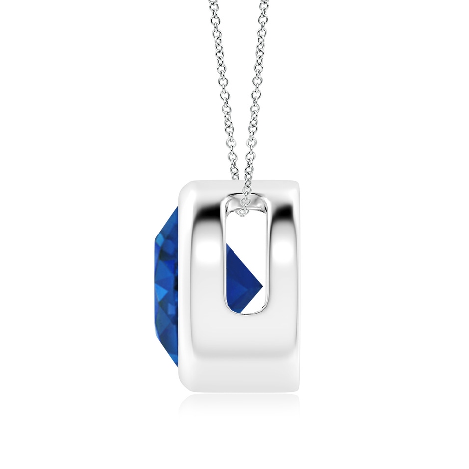 9mm AAA Bezel-Set Round Blue Sapphire Solitaire Pendant in P950 Platinum side 199