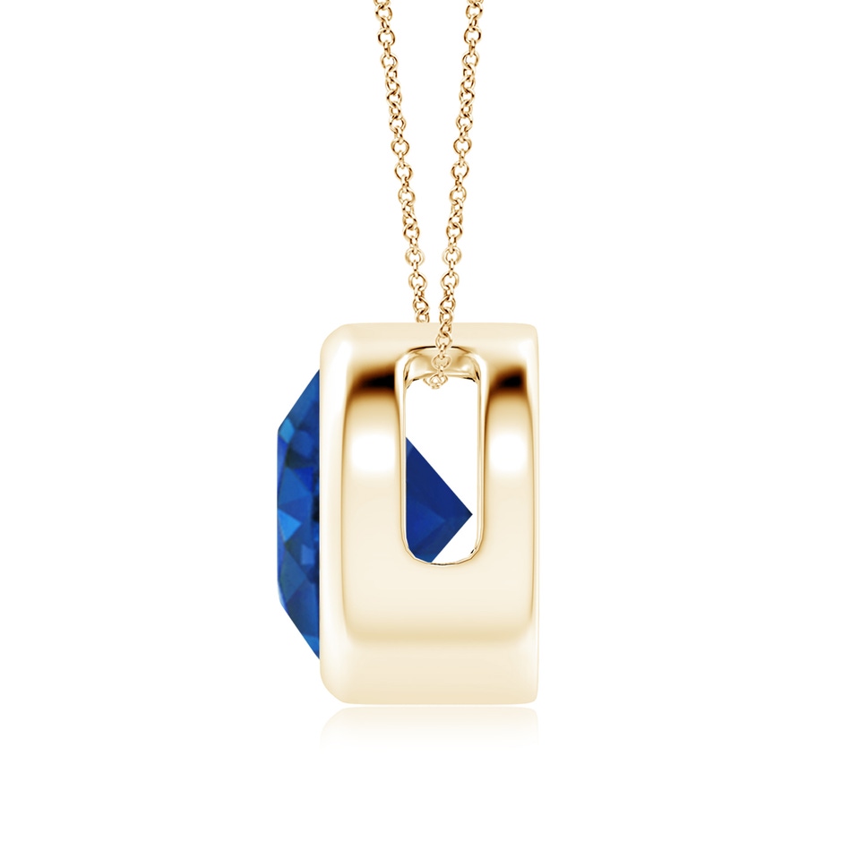 9mm AAA Bezel-Set Round Blue Sapphire Solitaire Pendant in Yellow Gold side 199