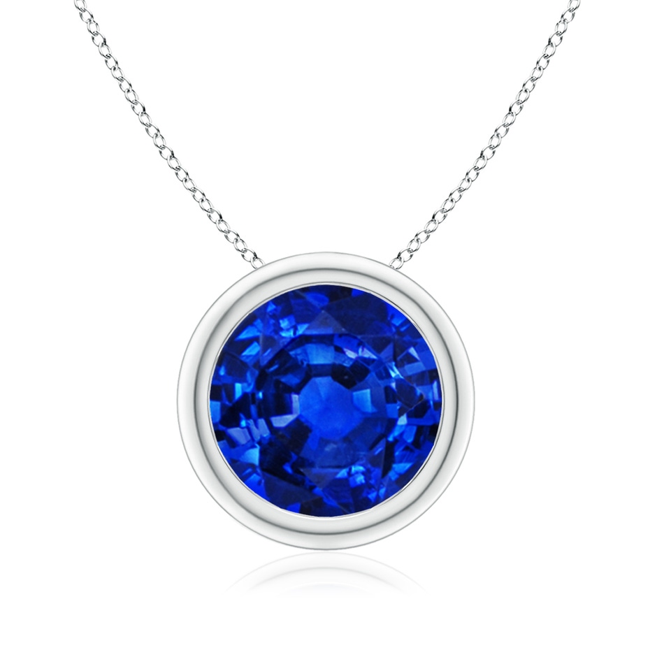 9mm AAAA Bezel-Set Round Blue Sapphire Solitaire Pendant in P950 Platinum 
