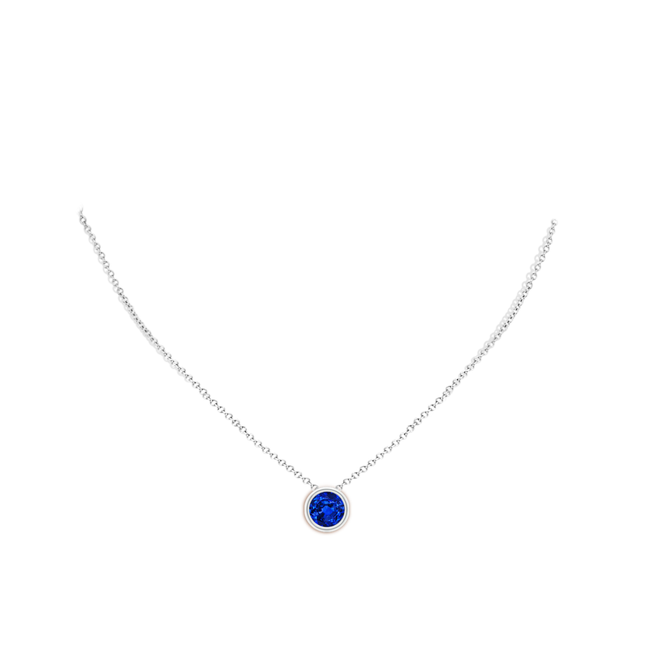 9mm AAAA Bezel-Set Round Blue Sapphire Solitaire Pendant in P950 Platinum pen