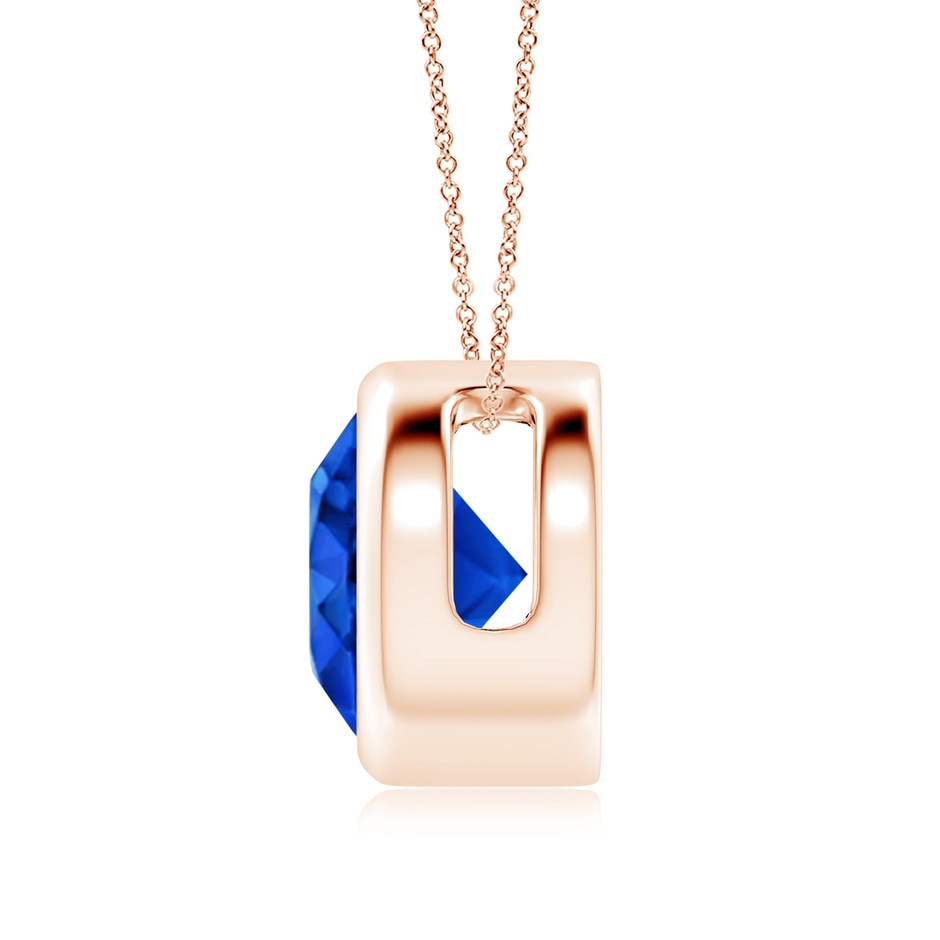 9mm AAAA Bezel-Set Round Blue Sapphire Solitaire Pendant in Rose Gold side 199
