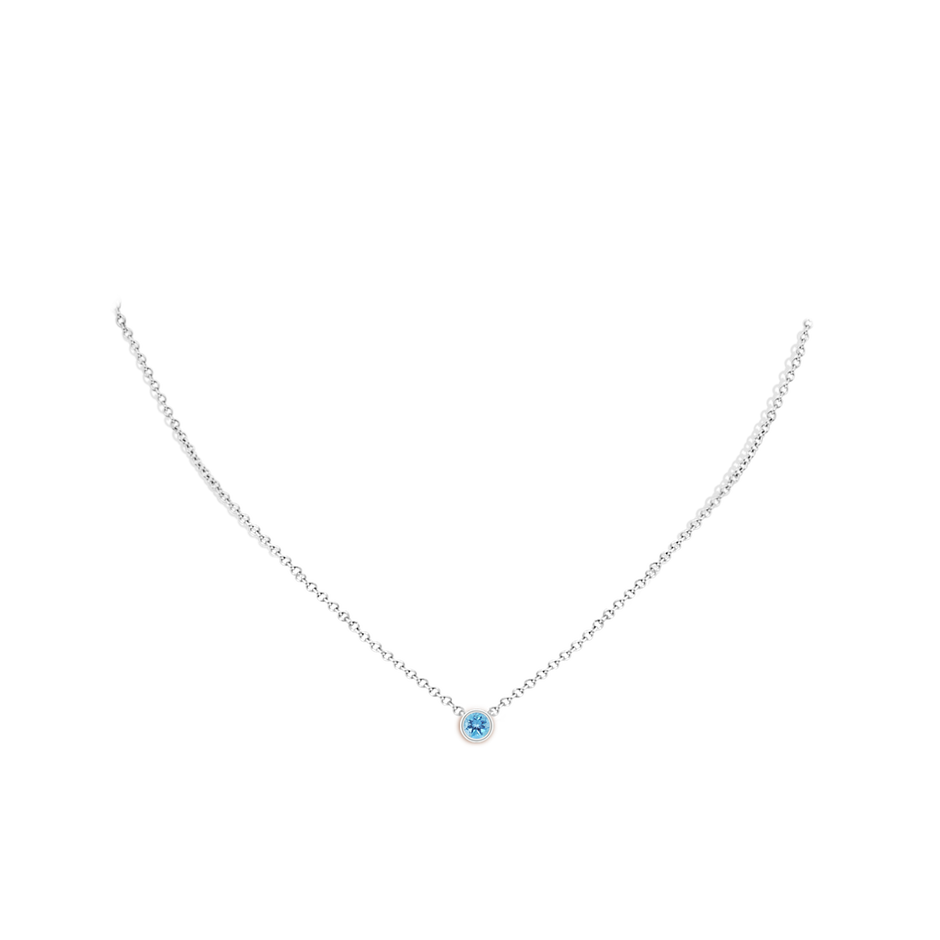 4mm A Bezel-Set Round Swiss Blue Topaz Solitaire Pendant in P950 Platinum pen