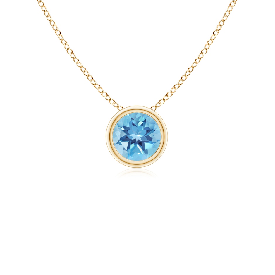 4mm A Bezel-Set Round Swiss Blue Topaz Solitaire Pendant in Yellow Gold 