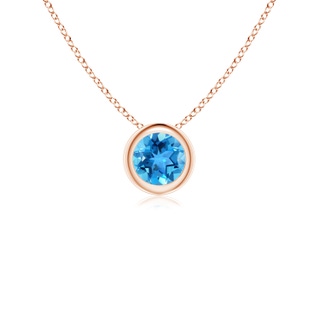 4mm AAA Bezel-Set Round Swiss Blue Topaz Solitaire Pendant in Rose Gold