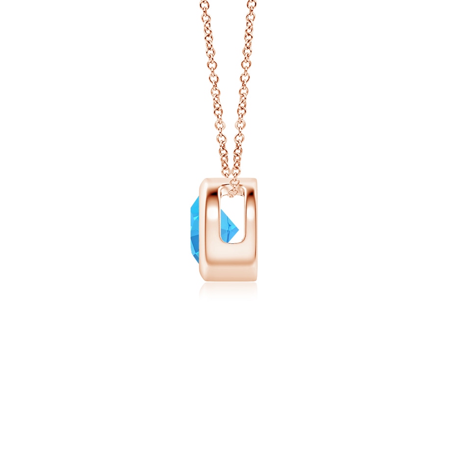 4mm AAA Bezel-Set Round Swiss Blue Topaz Solitaire Pendant in Rose Gold side 199
