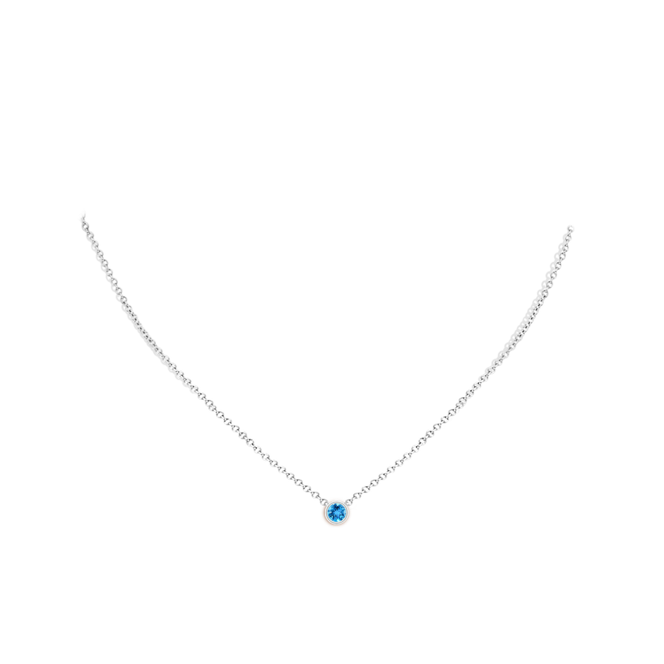 4mm AAA Bezel-Set Round Swiss Blue Topaz Solitaire Pendant in White Gold pen