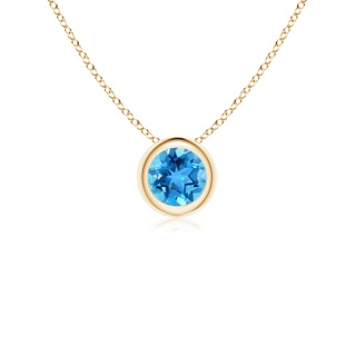 4mm AAA Bezel-Set Round Swiss Blue Topaz Solitaire Pendant in Yellow Gold