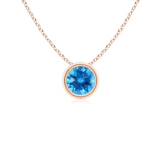 4mm AAAA Bezel-Set Round Swiss Blue Topaz Solitaire Pendant in 10K Rose Gold