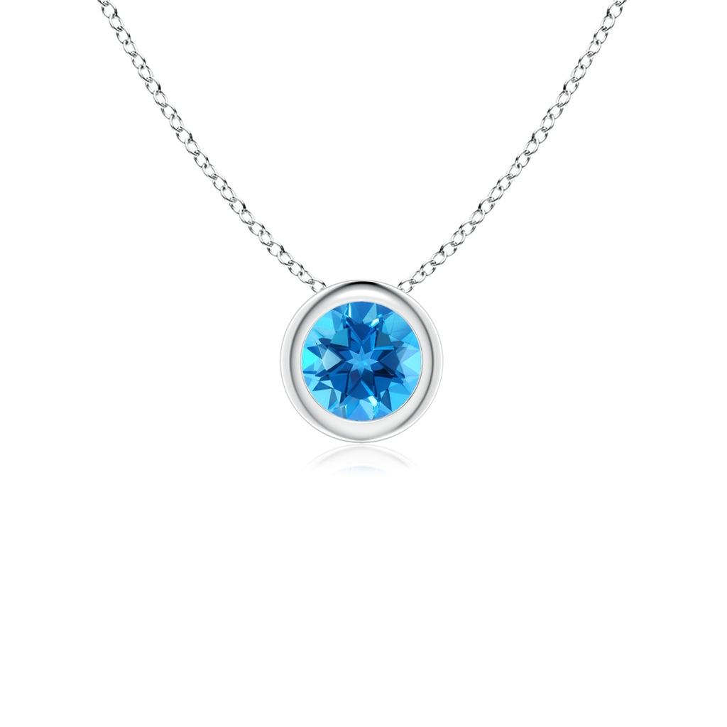 4mm AAAA Bezel-Set Round Swiss Blue Topaz Solitaire Pendant in P950 Platinum