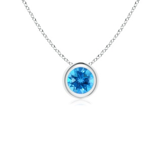 4mm AAAA Bezel-Set Round Swiss Blue Topaz Solitaire Pendant in P950 Platinum