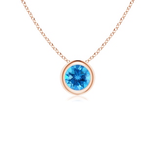 4mm AAAA Bezel-Set Round Swiss Blue Topaz Solitaire Pendant in Rose Gold