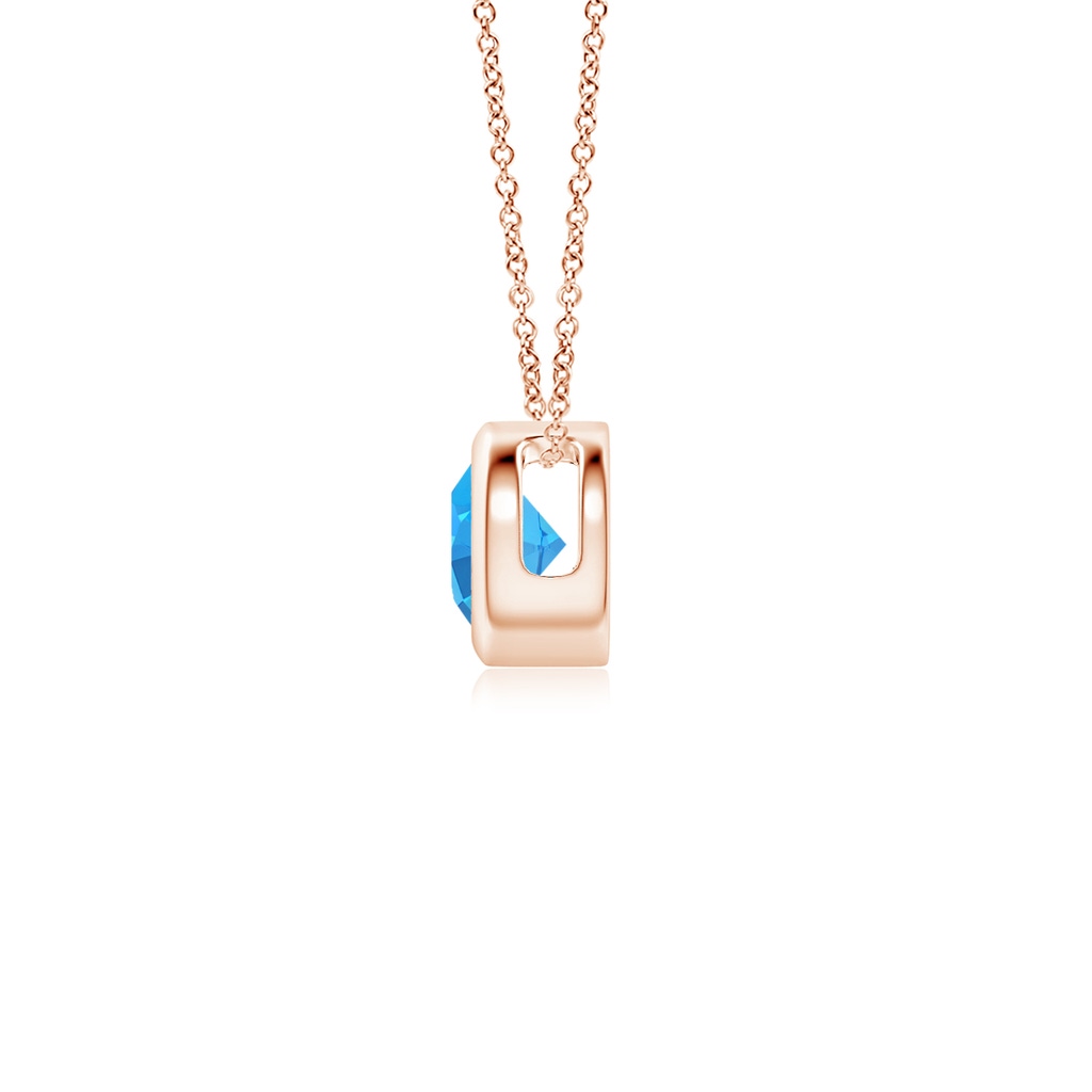 4mm AAAA Bezel-Set Round Swiss Blue Topaz Solitaire Pendant in Rose Gold - side 199