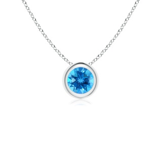 4mm AAAA Bezel-Set Round Swiss Blue Topaz Solitaire Pendant in White Gold