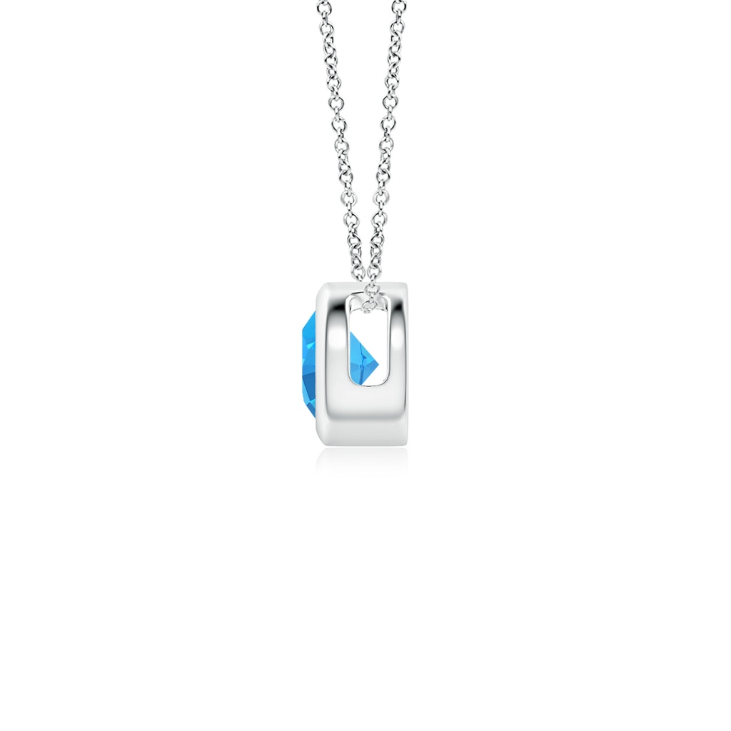 4mm AAAA Bezel-Set Round Swiss Blue Topaz Solitaire Pendant in White Gold - side 199