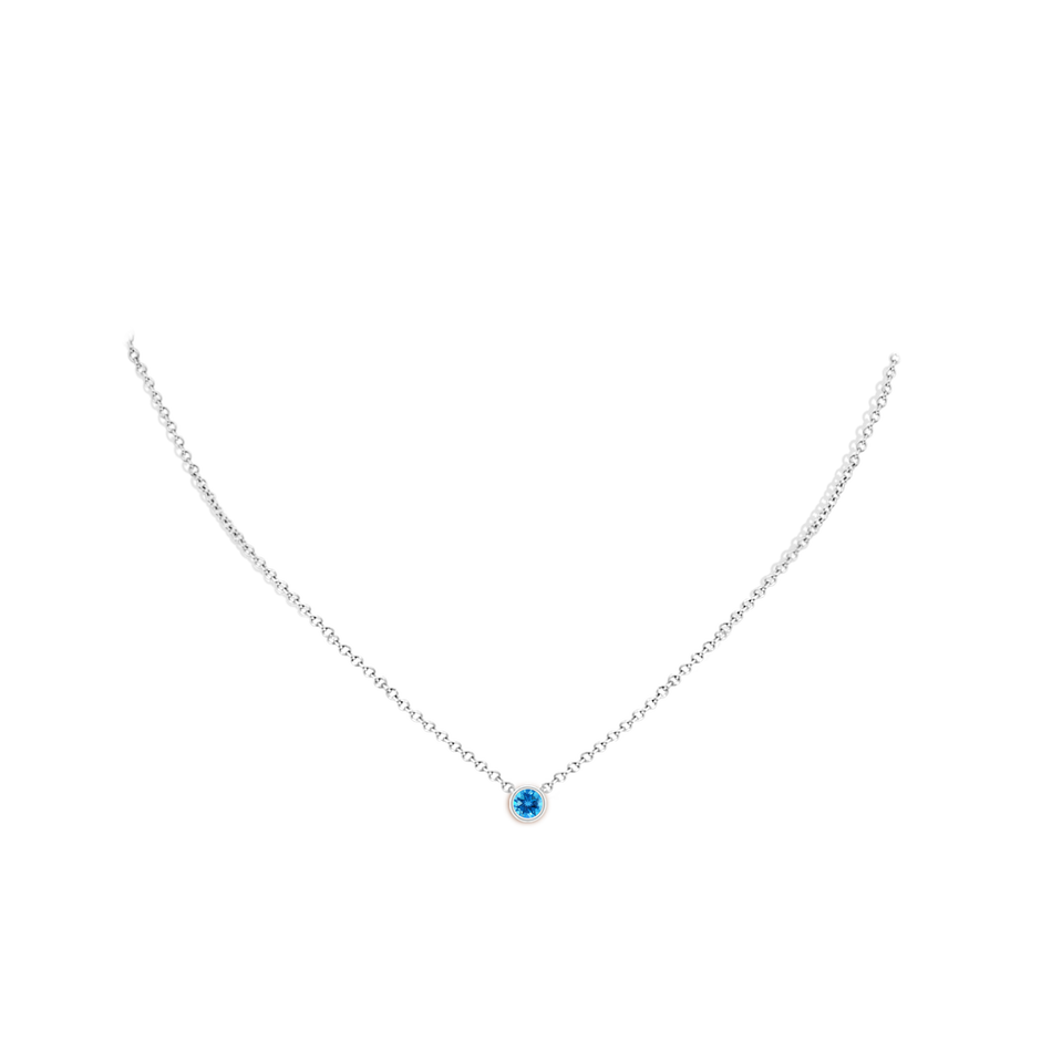4mm AAAA Bezel-Set Round Swiss Blue Topaz Solitaire Pendant in White Gold pen