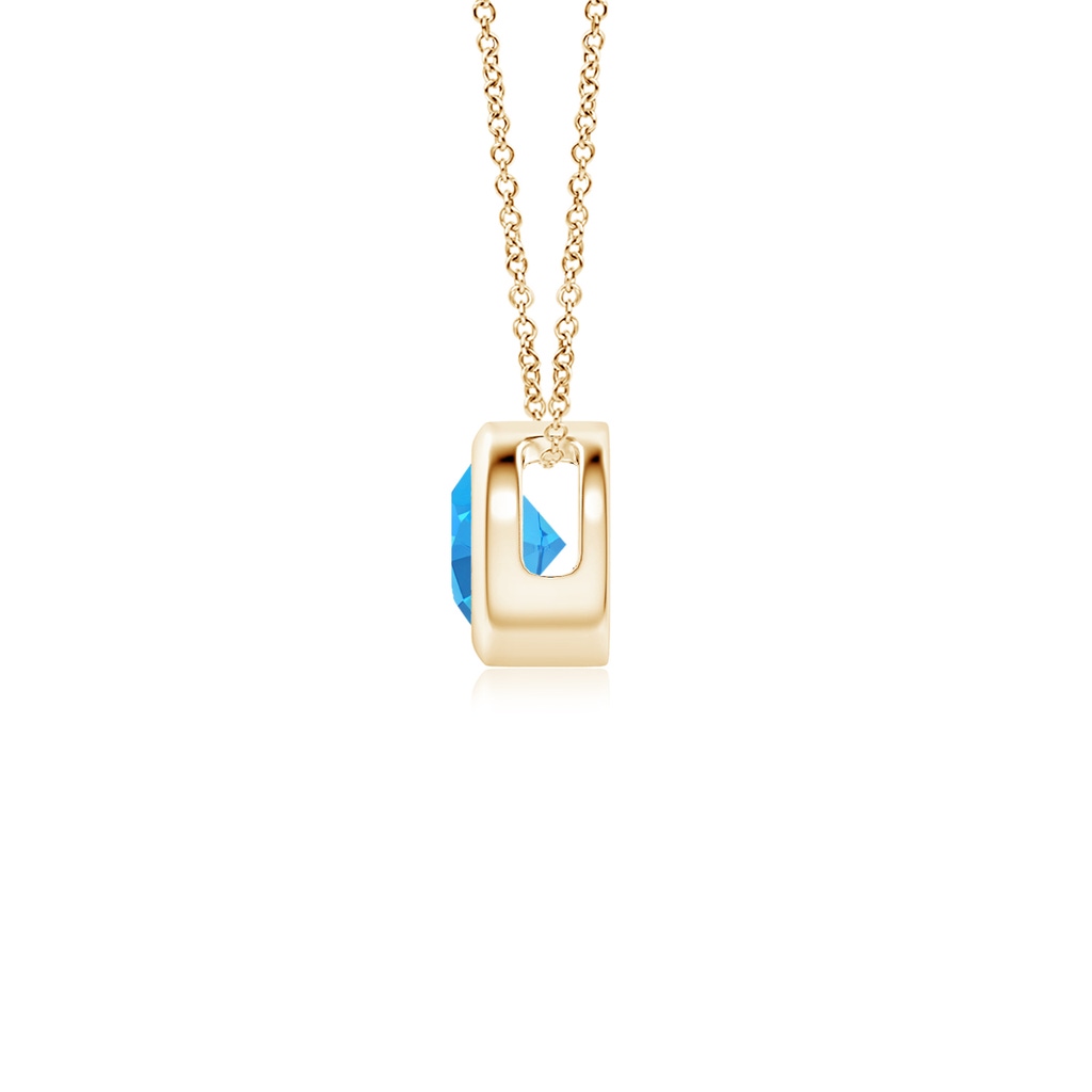 4mm AAAA Bezel-Set Round Swiss Blue Topaz Solitaire Pendant in Yellow Gold - side 199