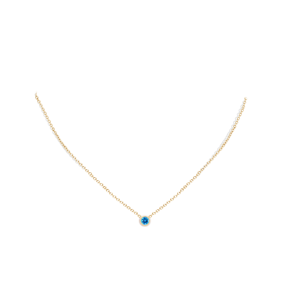 4mm AAAA Bezel-Set Round Swiss Blue Topaz Solitaire Pendant in Yellow Gold pen