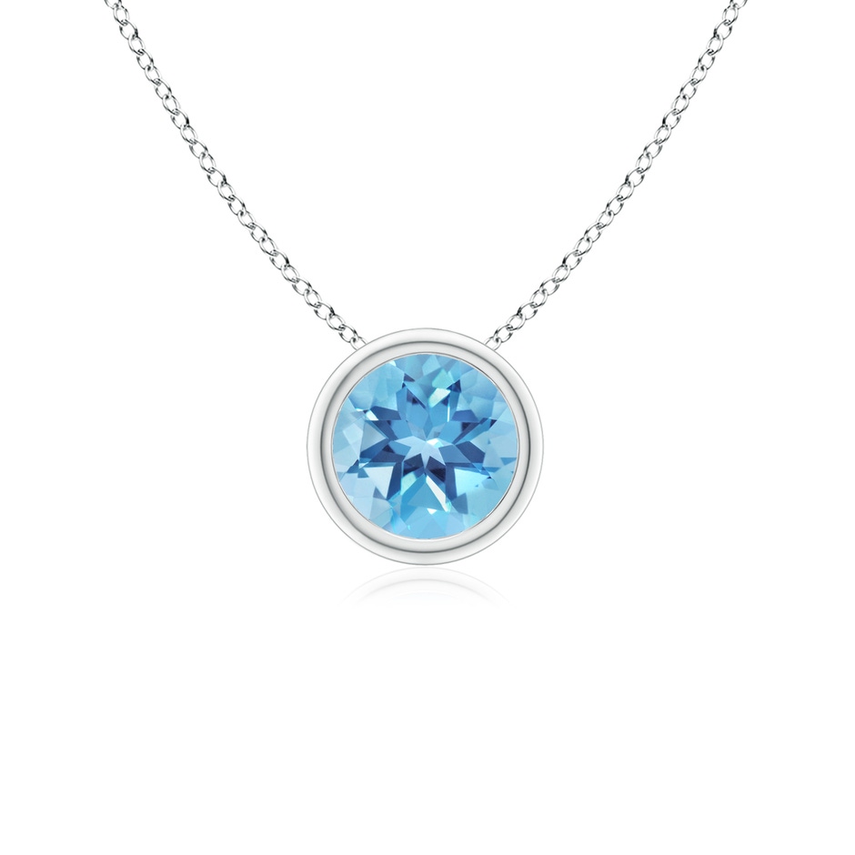 5mm A Bezel-Set Round Swiss Blue Topaz Solitaire Pendant in P950 Platinum 