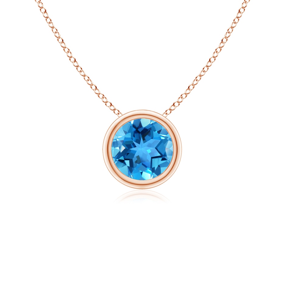 5mm AAA Bezel-Set Round Swiss Blue Topaz Solitaire Pendant in Rose Gold 