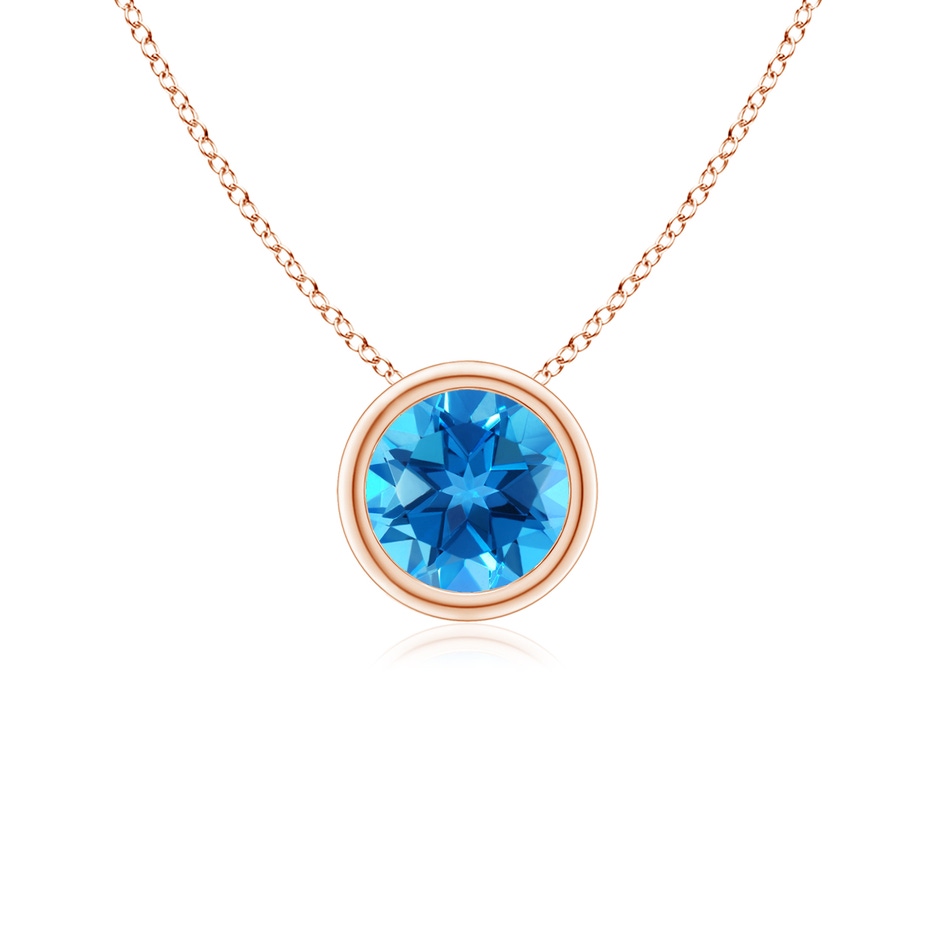 5mm AAAA Bezel-Set Round Swiss Blue Topaz Solitaire Pendant in Rose Gold 