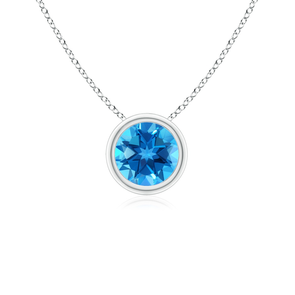 5mm AAAA Bezel-Set Round Swiss Blue Topaz Solitaire Pendant in S999 Silver 
