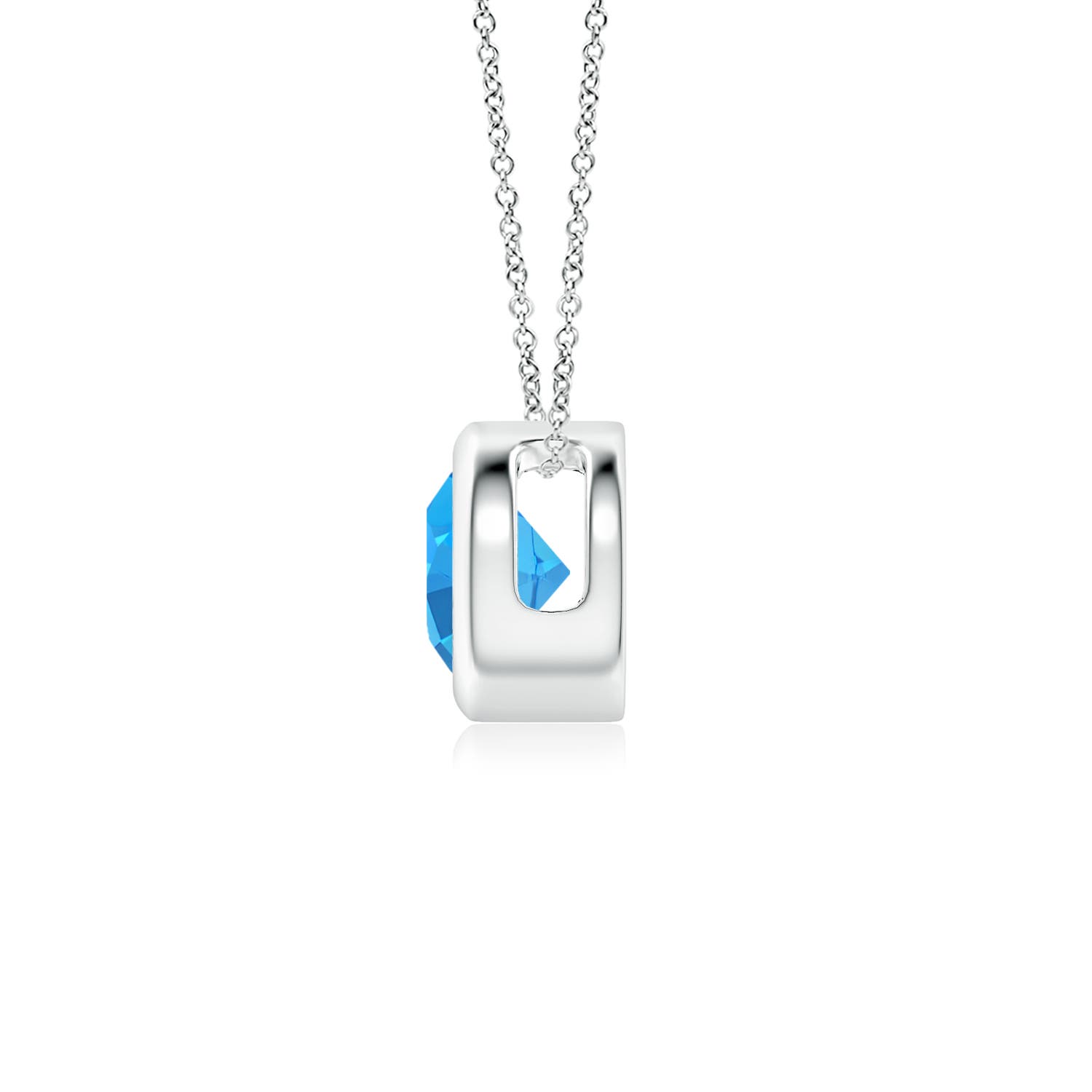 5mm AAAA Bezel-Set Round Swiss Blue Topaz Solitaire Pendant in White Gold