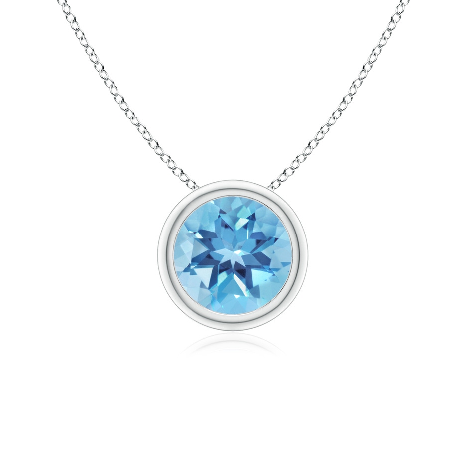 6mm A Bezel-Set Round Swiss Blue Topaz Solitaire Pendant in P950 Platinum 