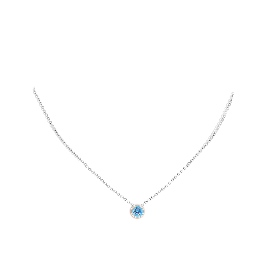 6mm A Bezel-Set Round Swiss Blue Topaz Solitaire Pendant in P950 Platinum pen