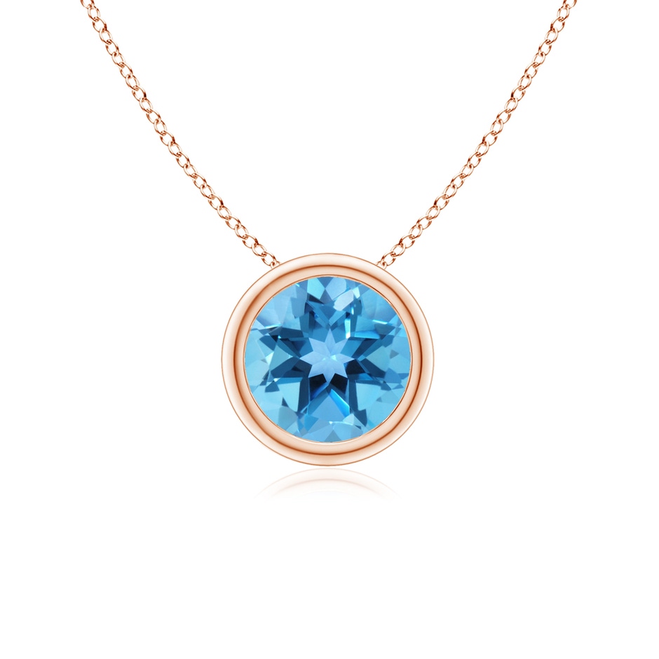 6mm AA Bezel-Set Round Swiss Blue Topaz Solitaire Pendant in Rose Gold 