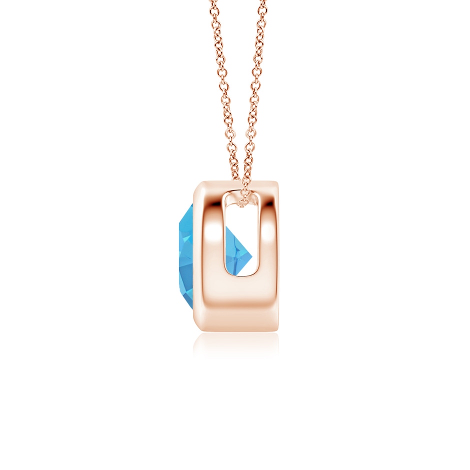 6mm AA Bezel-Set Round Swiss Blue Topaz Solitaire Pendant in Rose Gold side 199