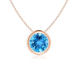 6mm AAA Bezel-Set Round Swiss Blue Topaz Solitaire Pendant in Rose Gold