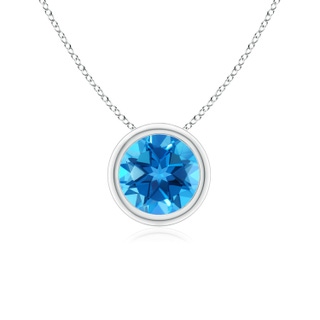 6mm AAAA Bezel-Set Round Swiss Blue Topaz Solitaire Pendant in P950 Platinum