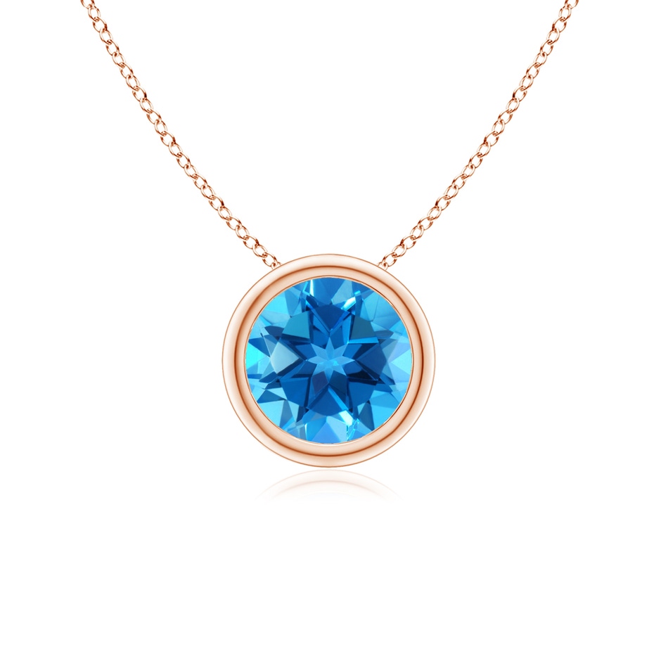 6mm AAAA Bezel-Set Round Swiss Blue Topaz Solitaire Pendant in Rose Gold 