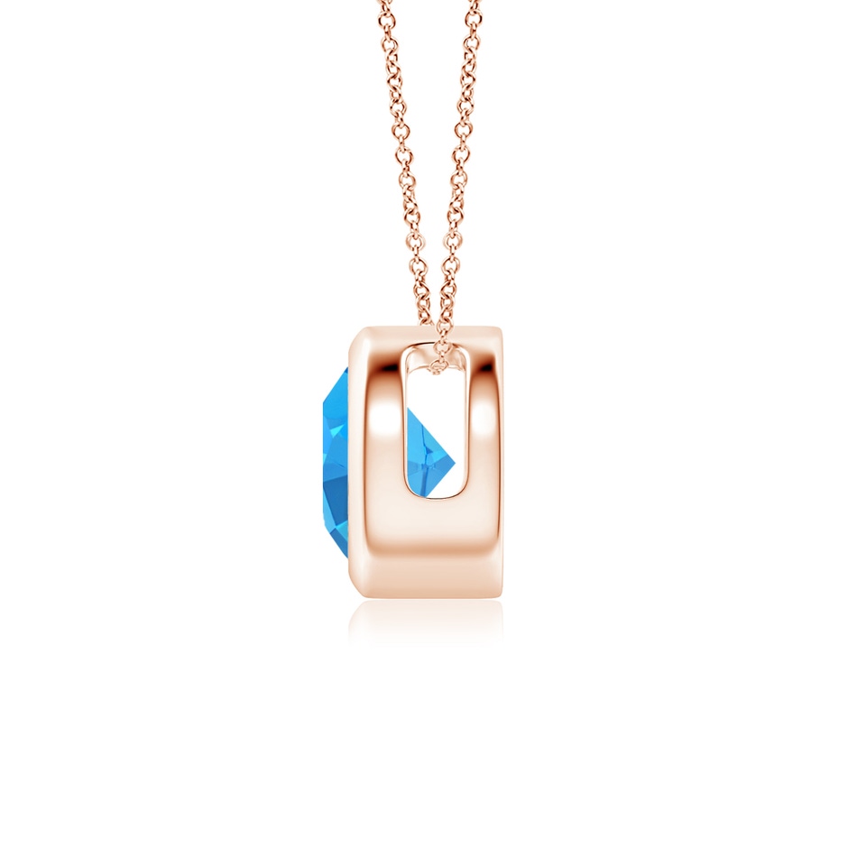 6mm AAAA Bezel-Set Round Swiss Blue Topaz Solitaire Pendant in Rose Gold side 199