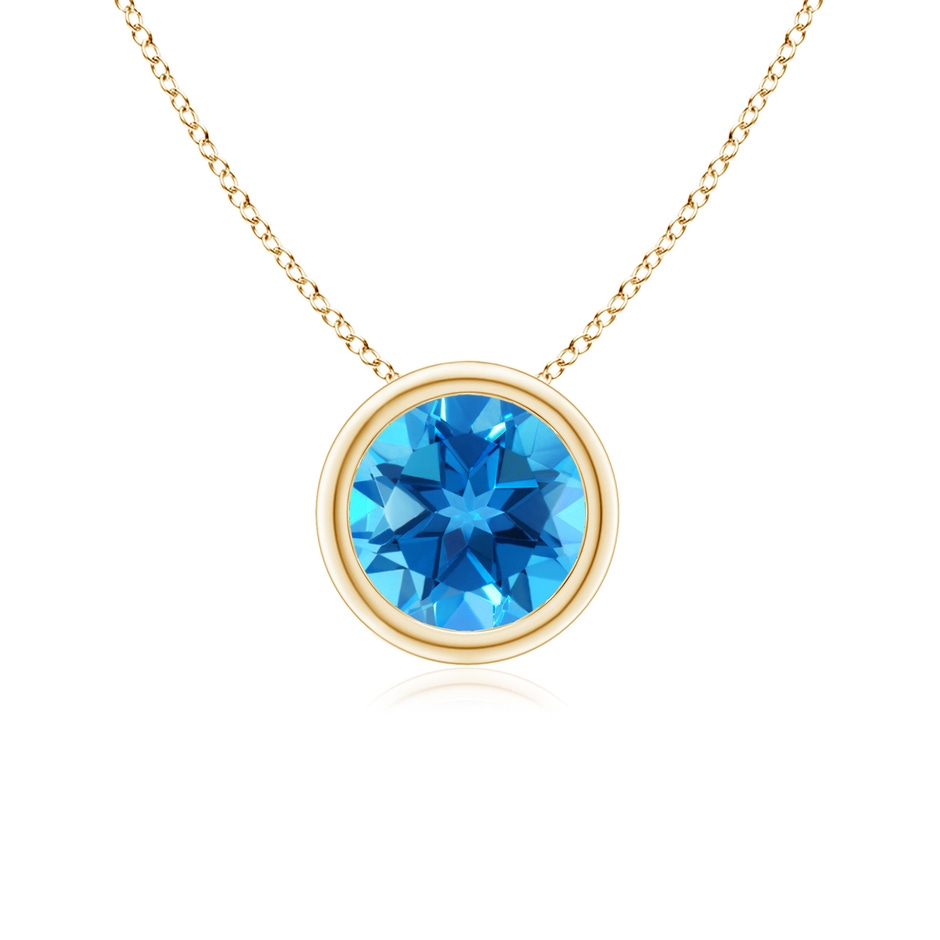 6mm AAAA Bezel-Set Round Swiss Blue Topaz Solitaire Pendant in Yellow Gold 