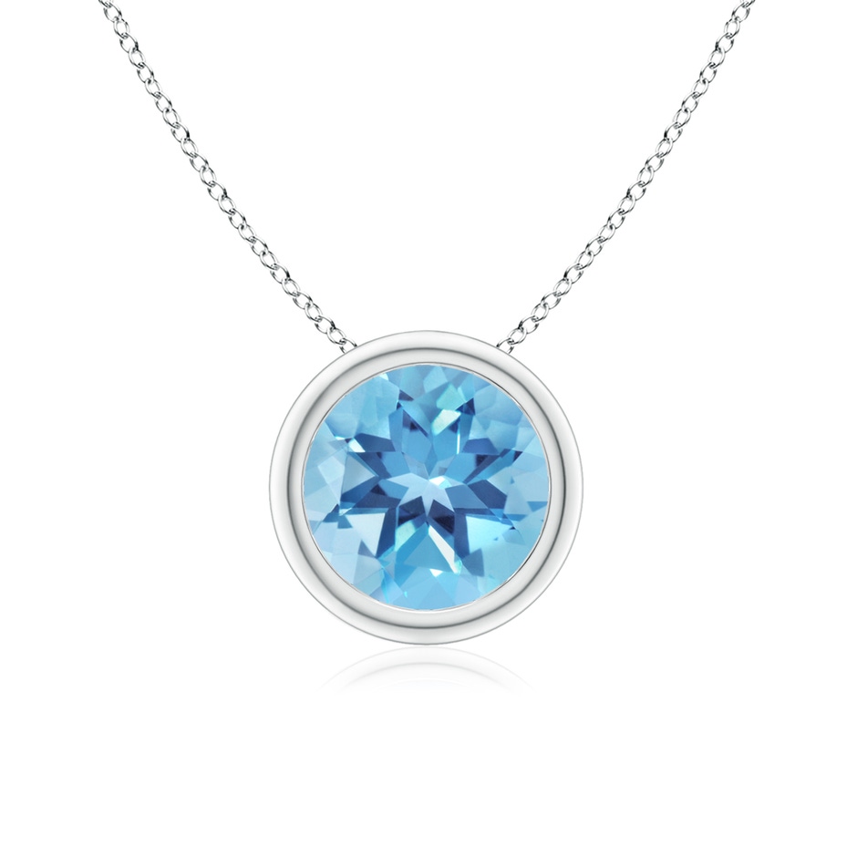 7mm A Bezel-Set Round Swiss Blue Topaz Solitaire Pendant in P950 Platinum 