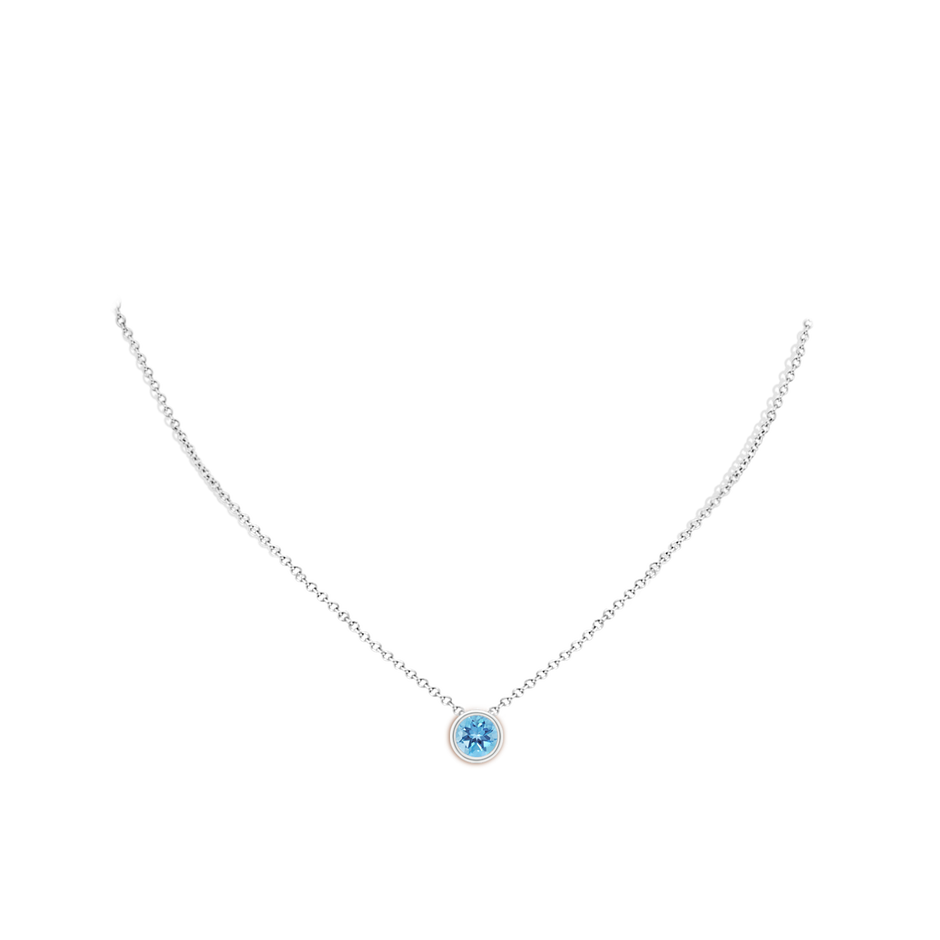 7mm A Bezel-Set Round Swiss Blue Topaz Solitaire Pendant in P950 Platinum pen