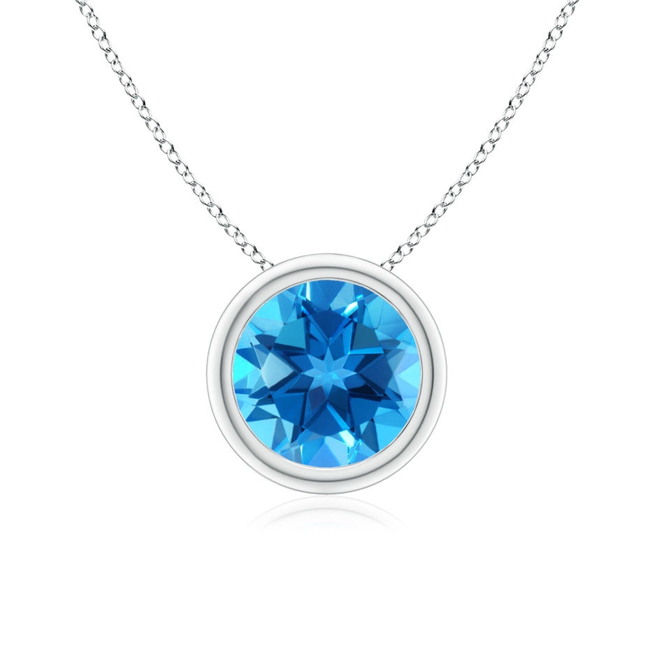 7mm AAAA Bezel-Set Round Swiss Blue Topaz Solitaire Pendant in P950 Platinum 