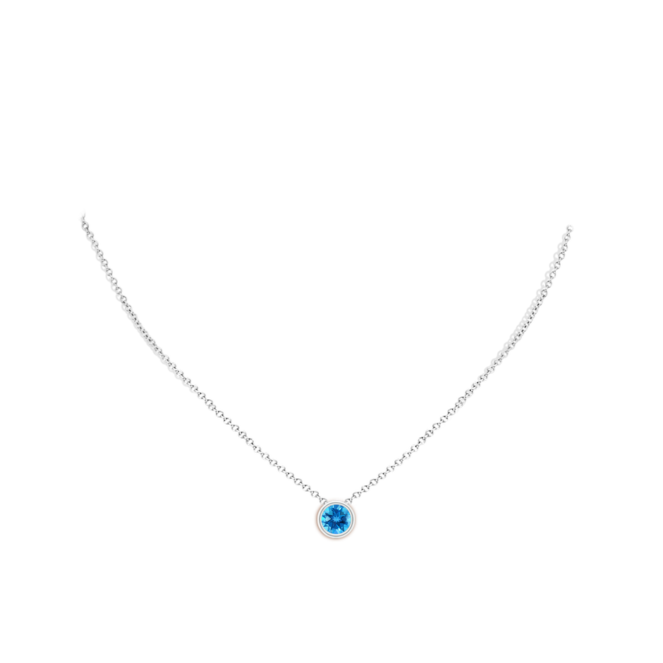7mm AAAA Bezel-Set Round Swiss Blue Topaz Solitaire Pendant in P950 Platinum pen